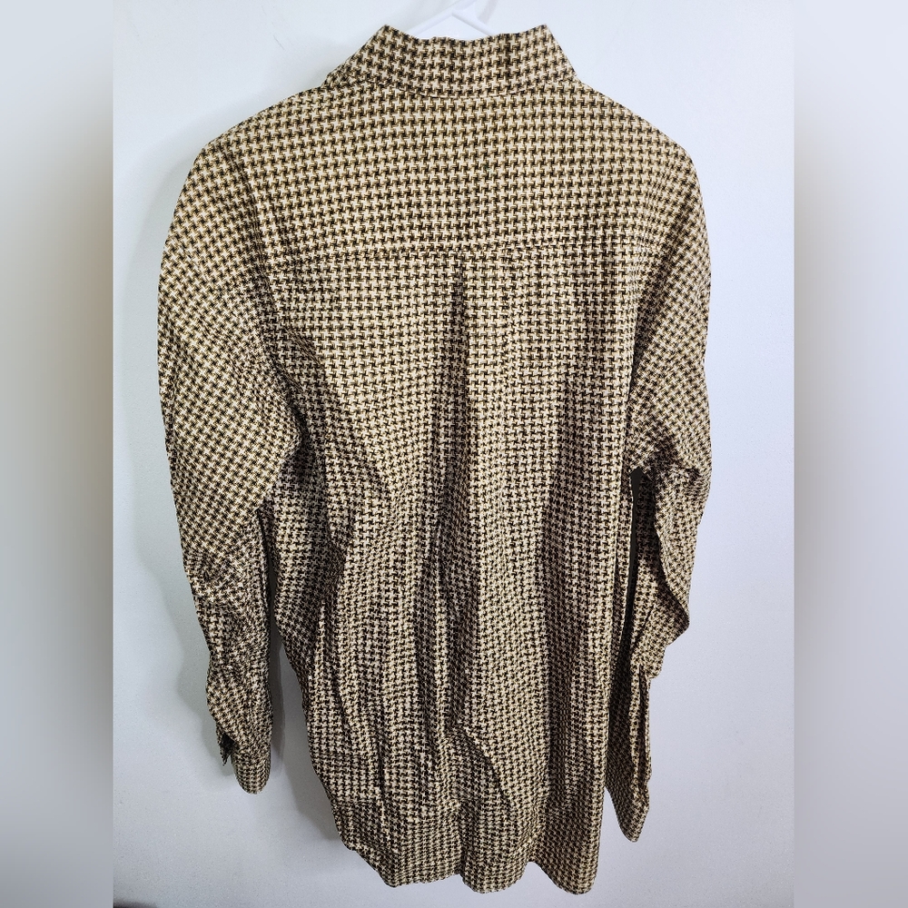 Yellow/Black Geometric Pattern Button Down Long S… - image 5